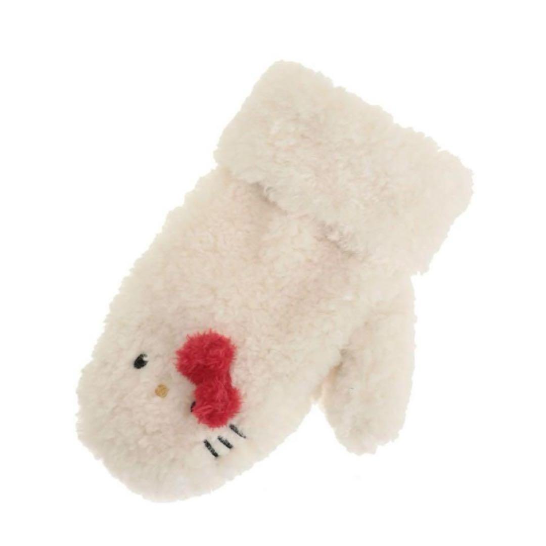 新品タグ付き ハローキティコラボ　もこもこミトン　キティちゃん　手袋