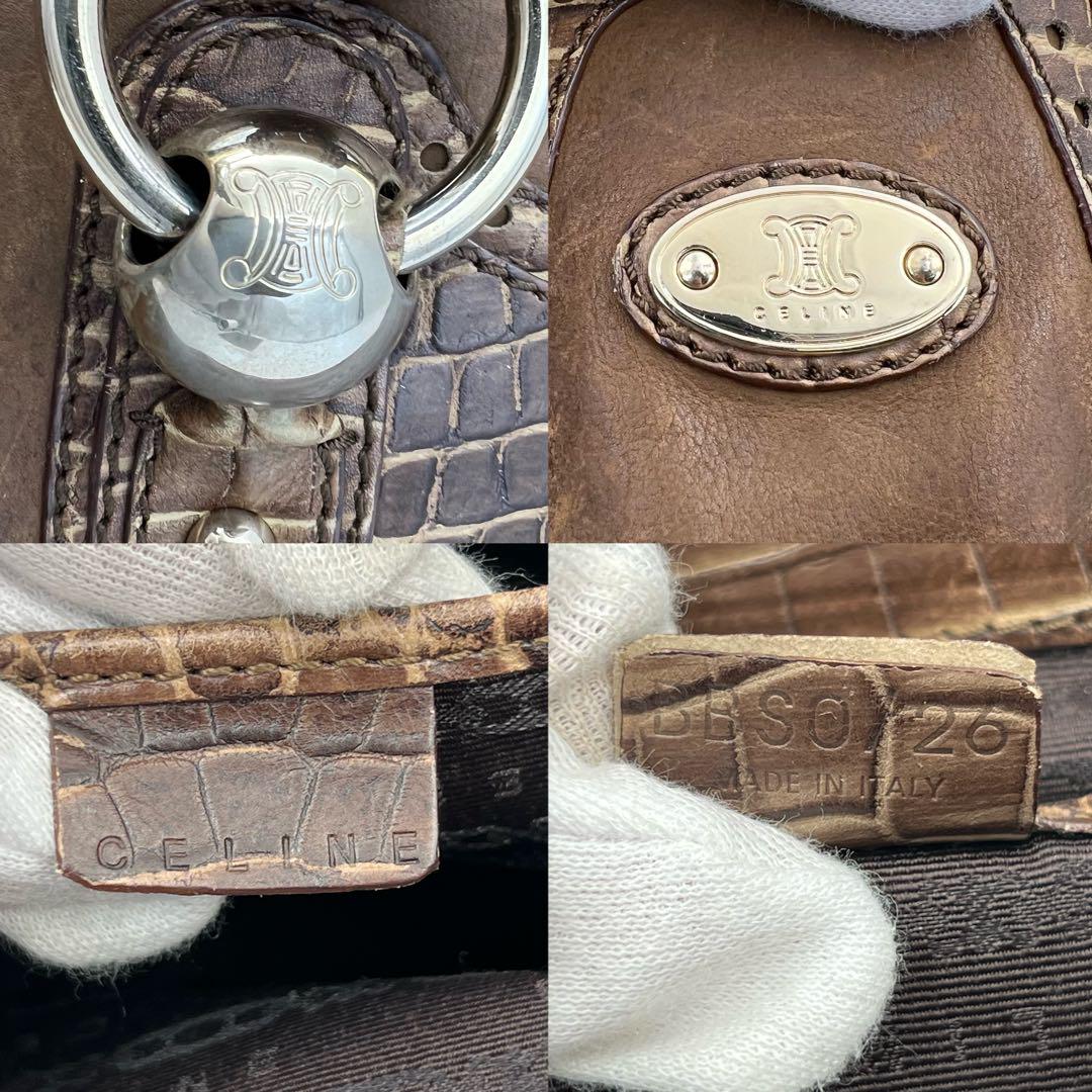 《美品》CELINE ブギーバッグ クロコトリオンフ レザー ハンドバッグ