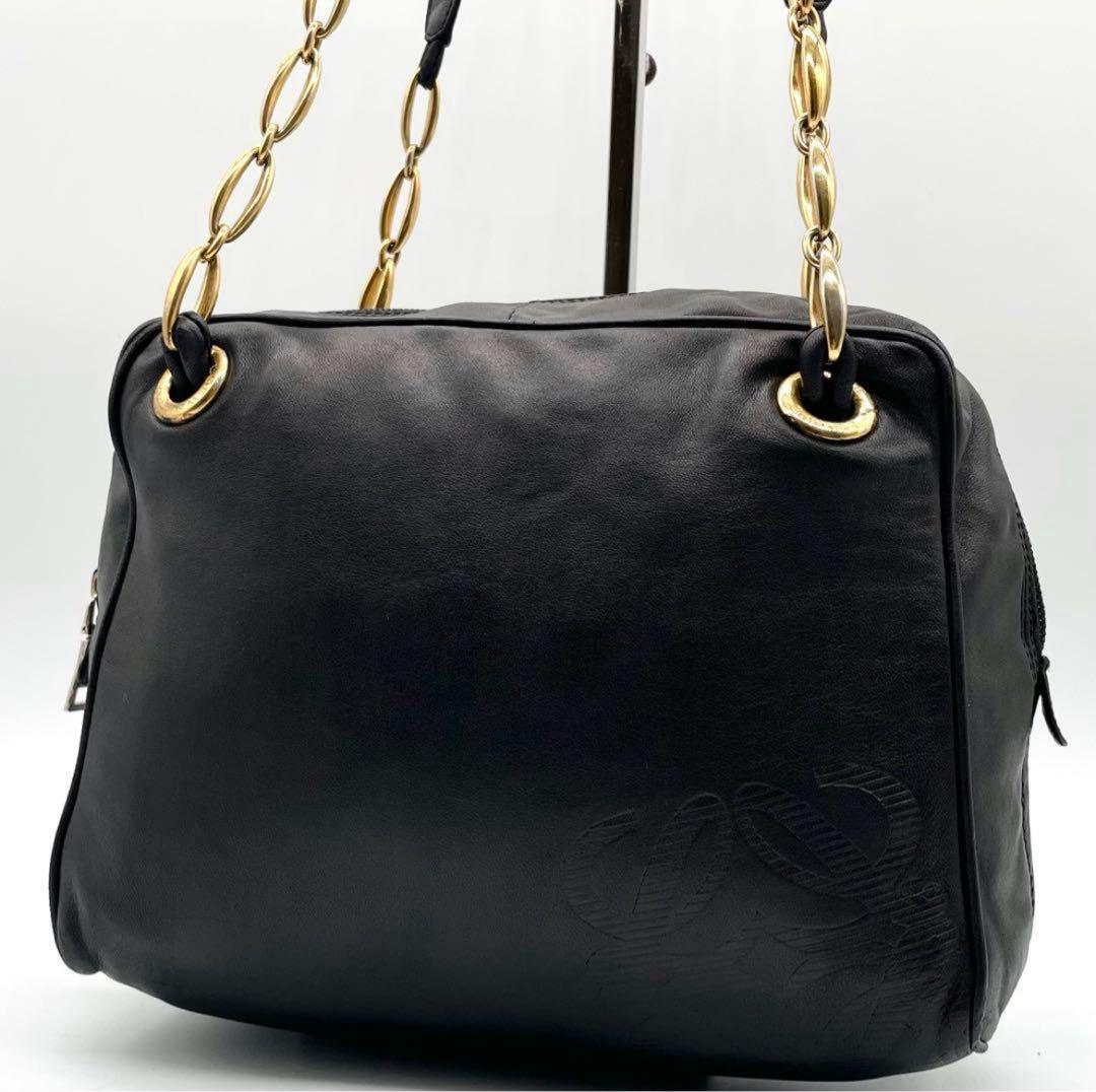 美品✨ロエベ ショルダーバッグ アナグラム チェーン ナッパ