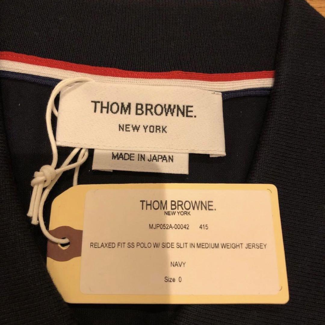美品☆【THOM BROWNE】トリコロール ポロシャツ ネイビー - メルカリ