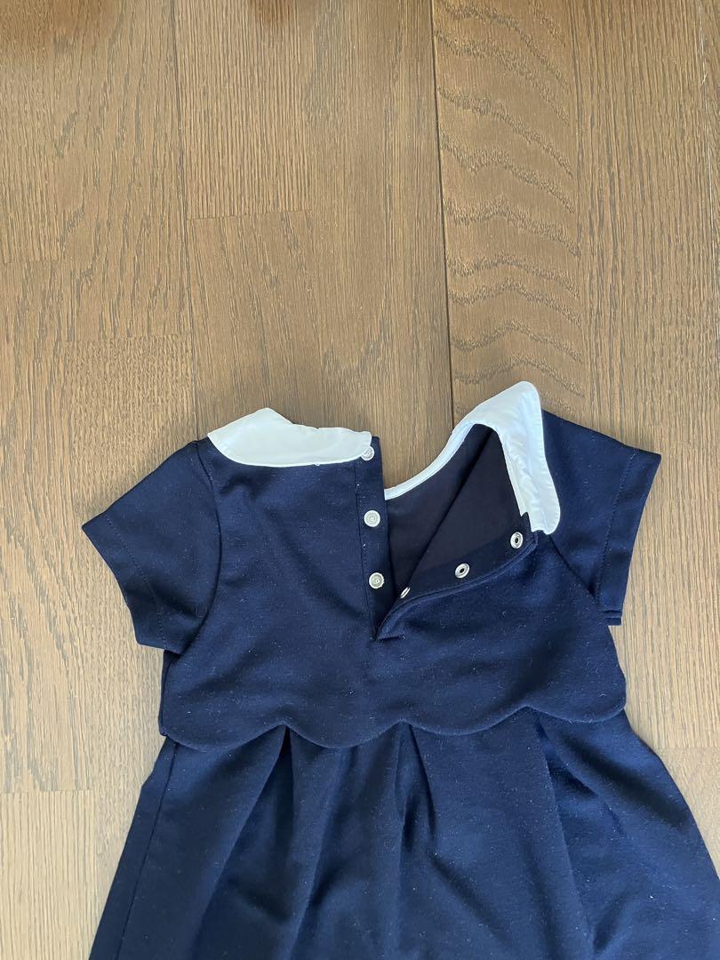jacadi ネイビー 半袖ワンピース 2T 80cm 90cm フォーマル