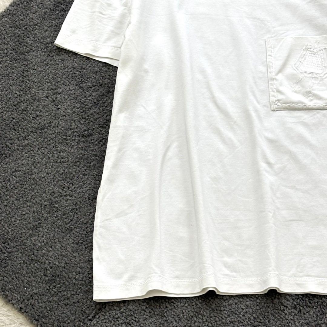 エルメス【38】白 半袖Tシャツ 刺繍ポケット