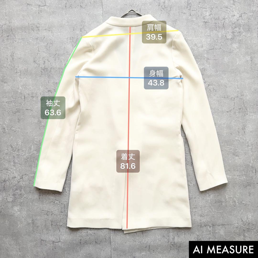 美品　セオリー　ノーカラージャケット　ロング丈　Vネック　現行タグ　ホワイト　0