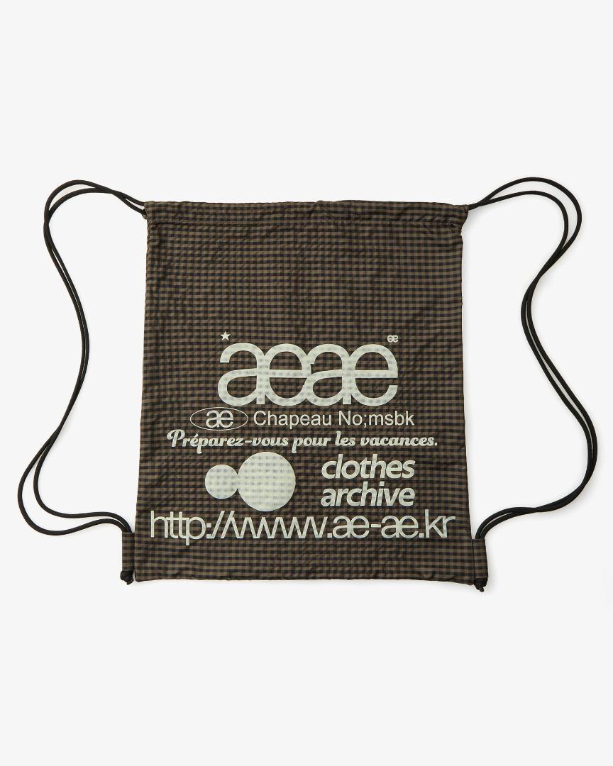 新品正規品aeae ナップサック リュック ブラウン・チェック柄 韓国