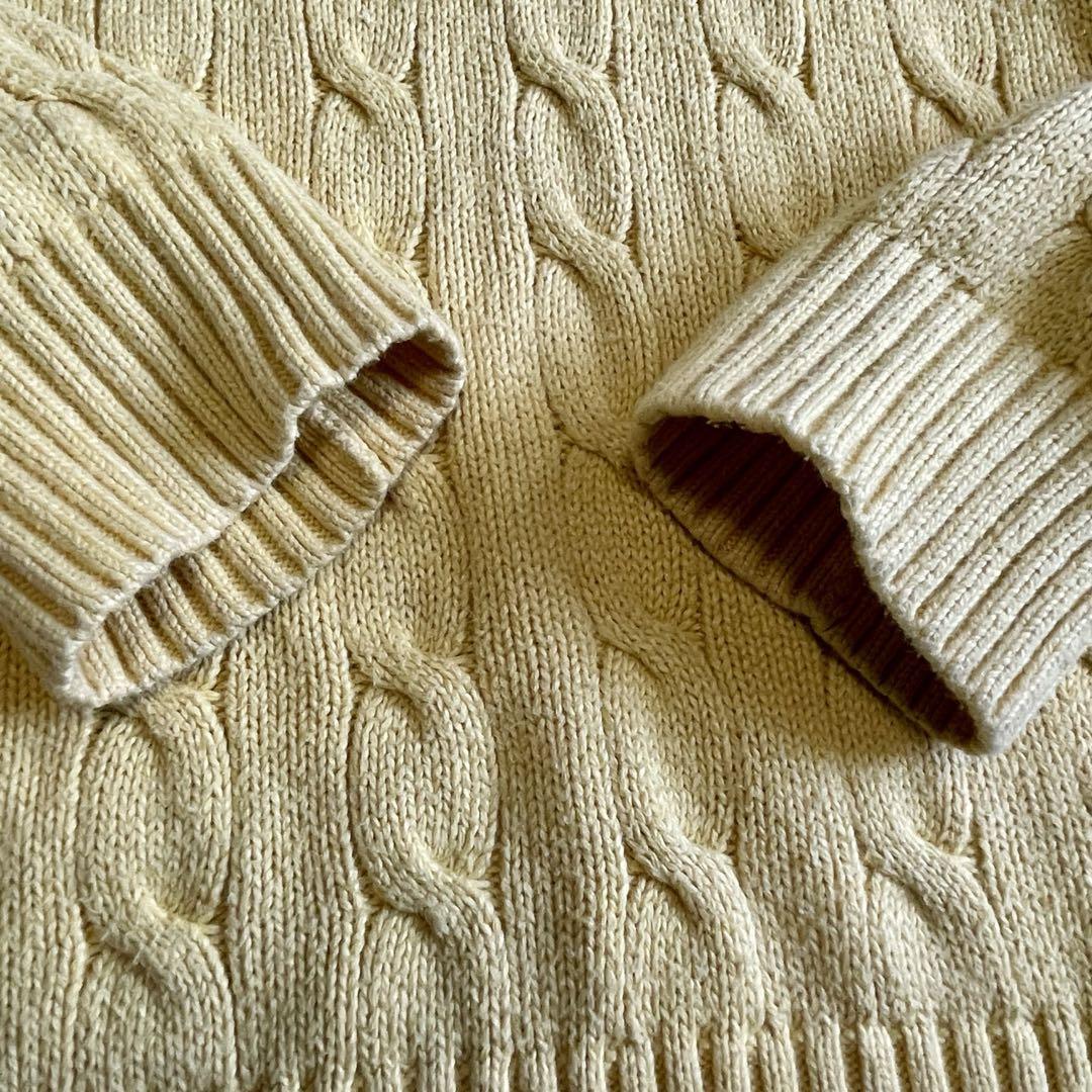 ポロバイラルフローレン】ケーブルニット チルデン ベスト ポニー刺繍 M 綿 トップス