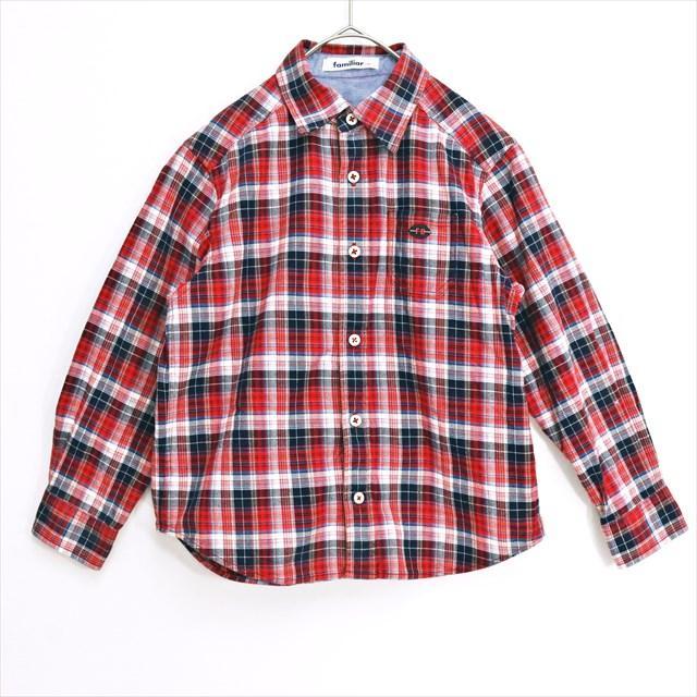familiar - 3141 【未使用に近い】 トップス ファミリア 130 半袖 赤 チェックの通販 by 三つ子ままのお店｜ファミリアならラクマ