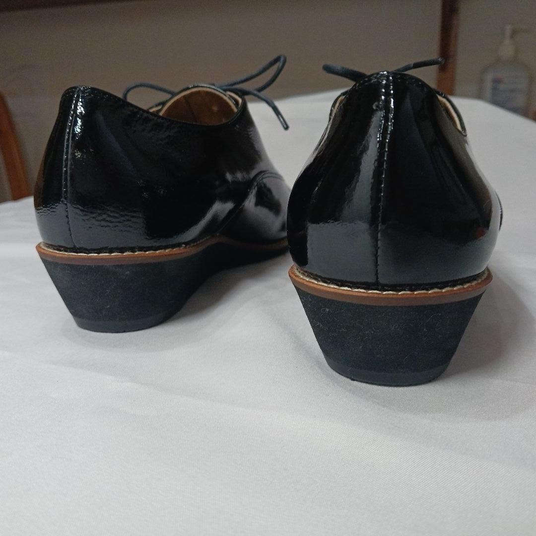 Ginza Kanematsu 黒 レースアップシューズ 21.5cm