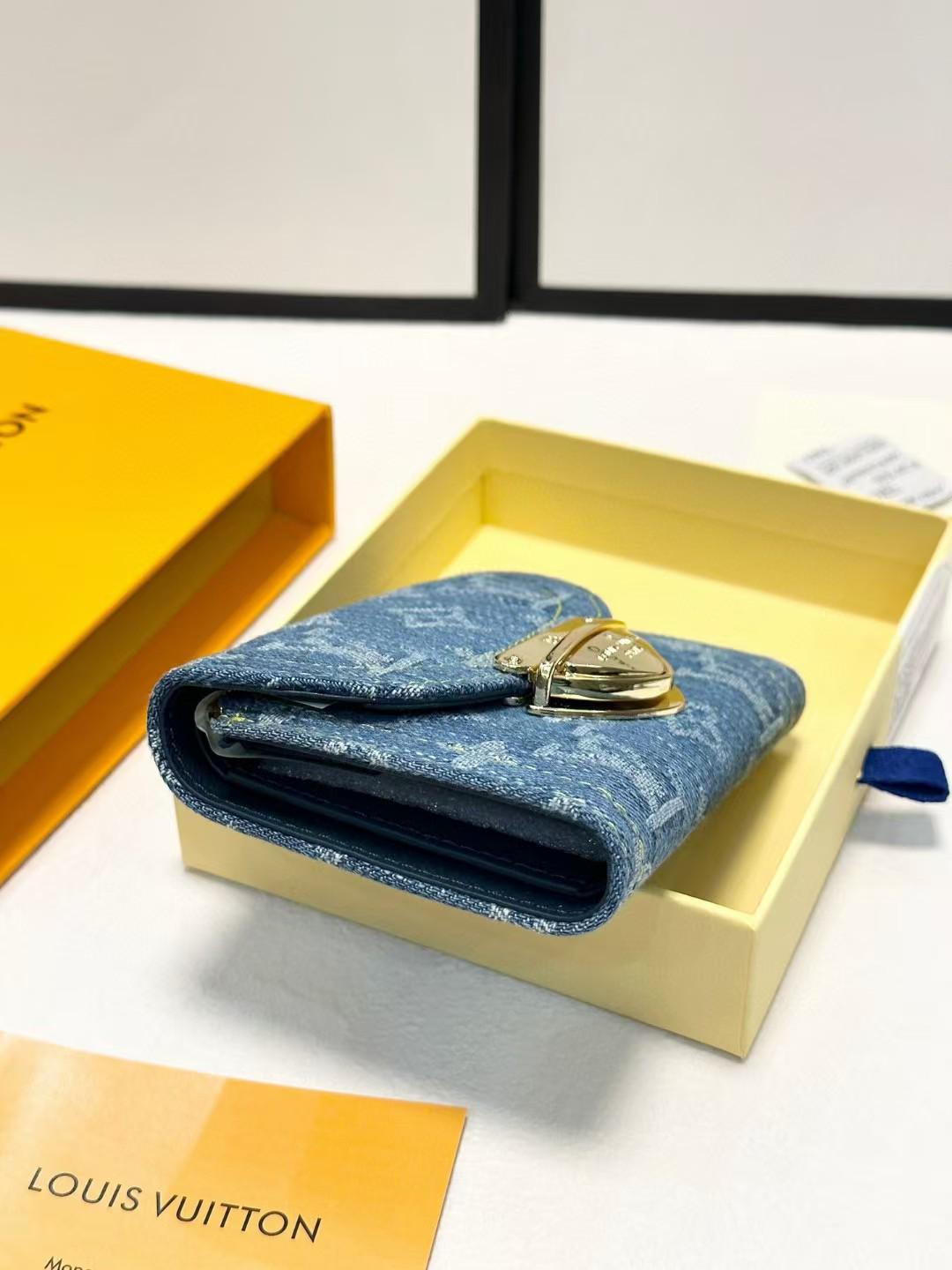美品 ルイ?ヴィトン レディース デニムキャンバス 三つ折り財布