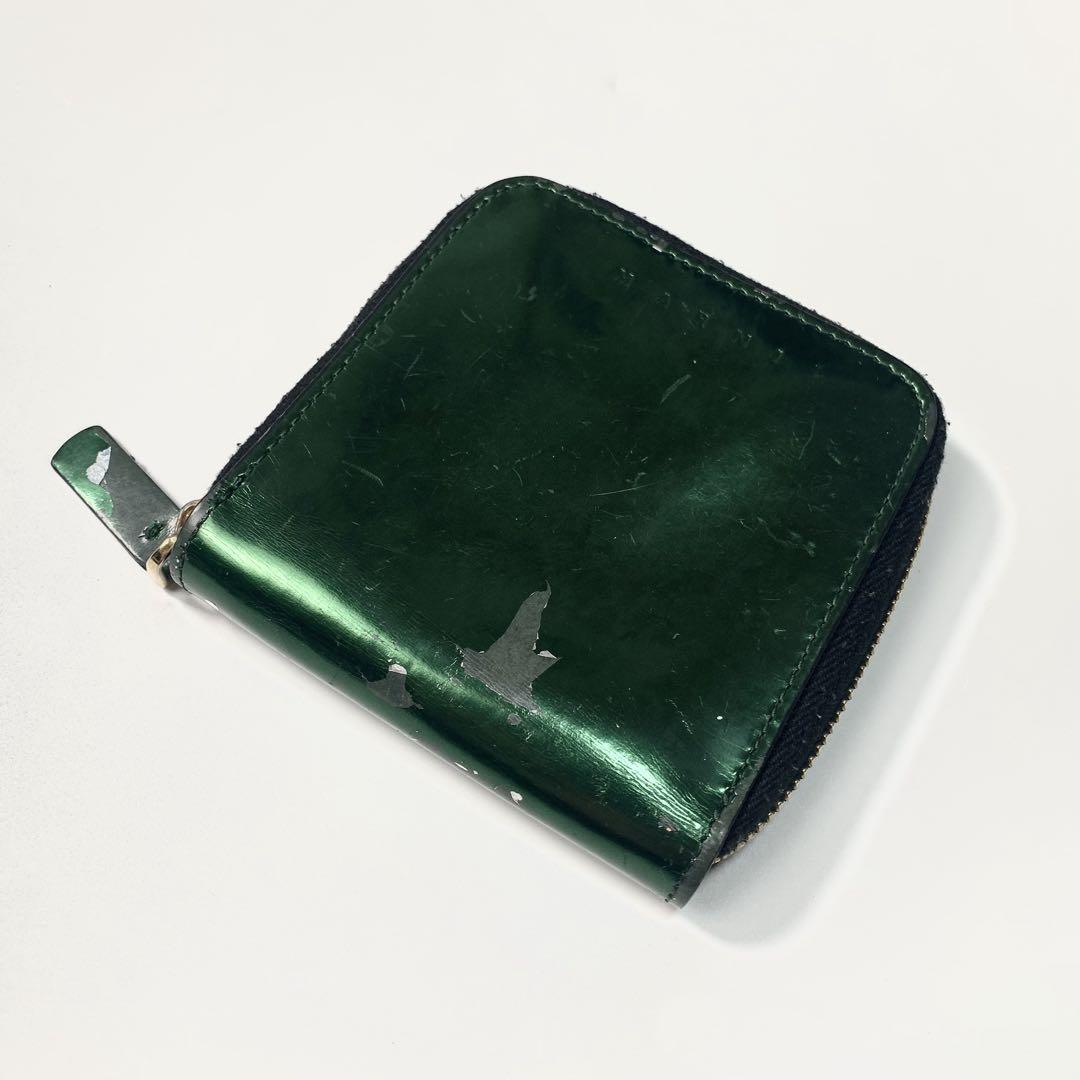 MARNI マルニ 光沢デザイン 二つ折り財布 ウォレット グリーン ファスナー