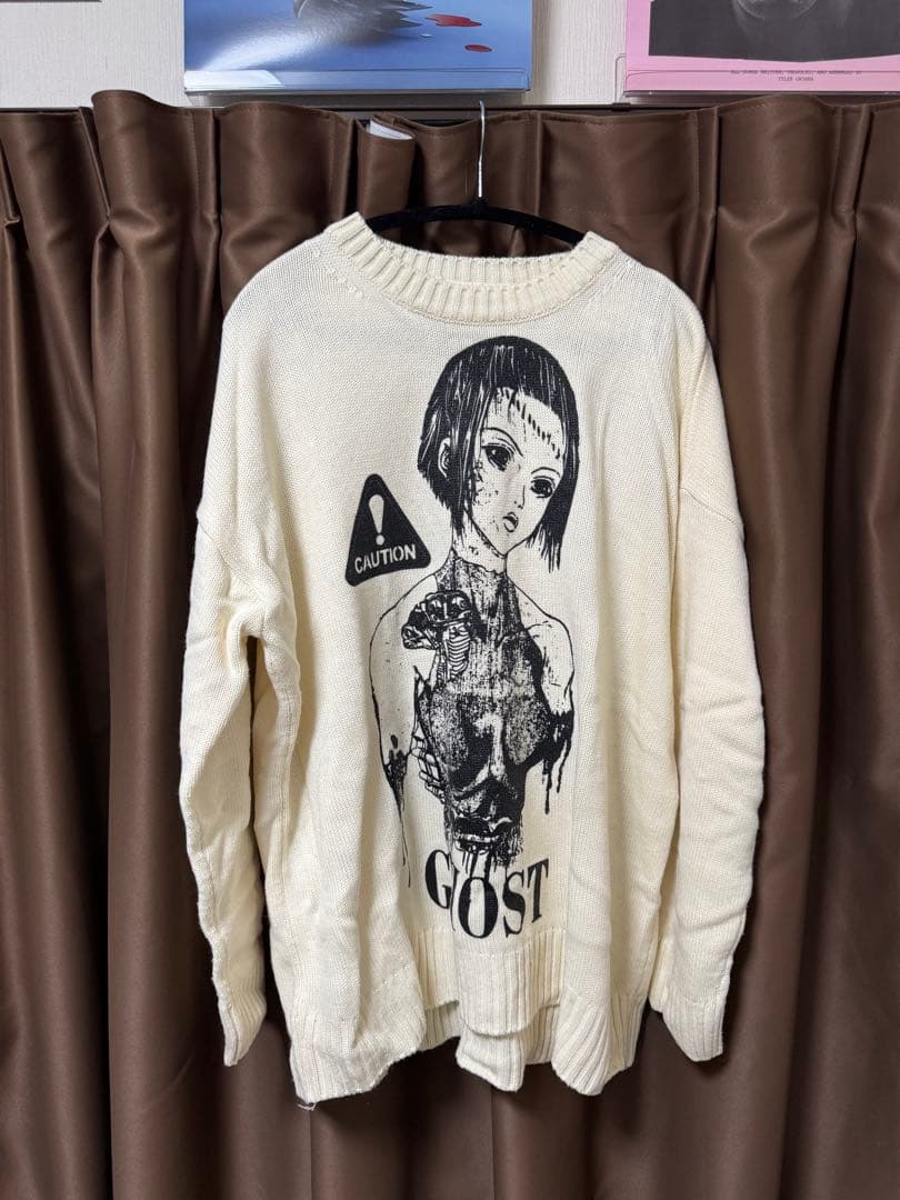 Skraft アートプリント セーター アイボリー