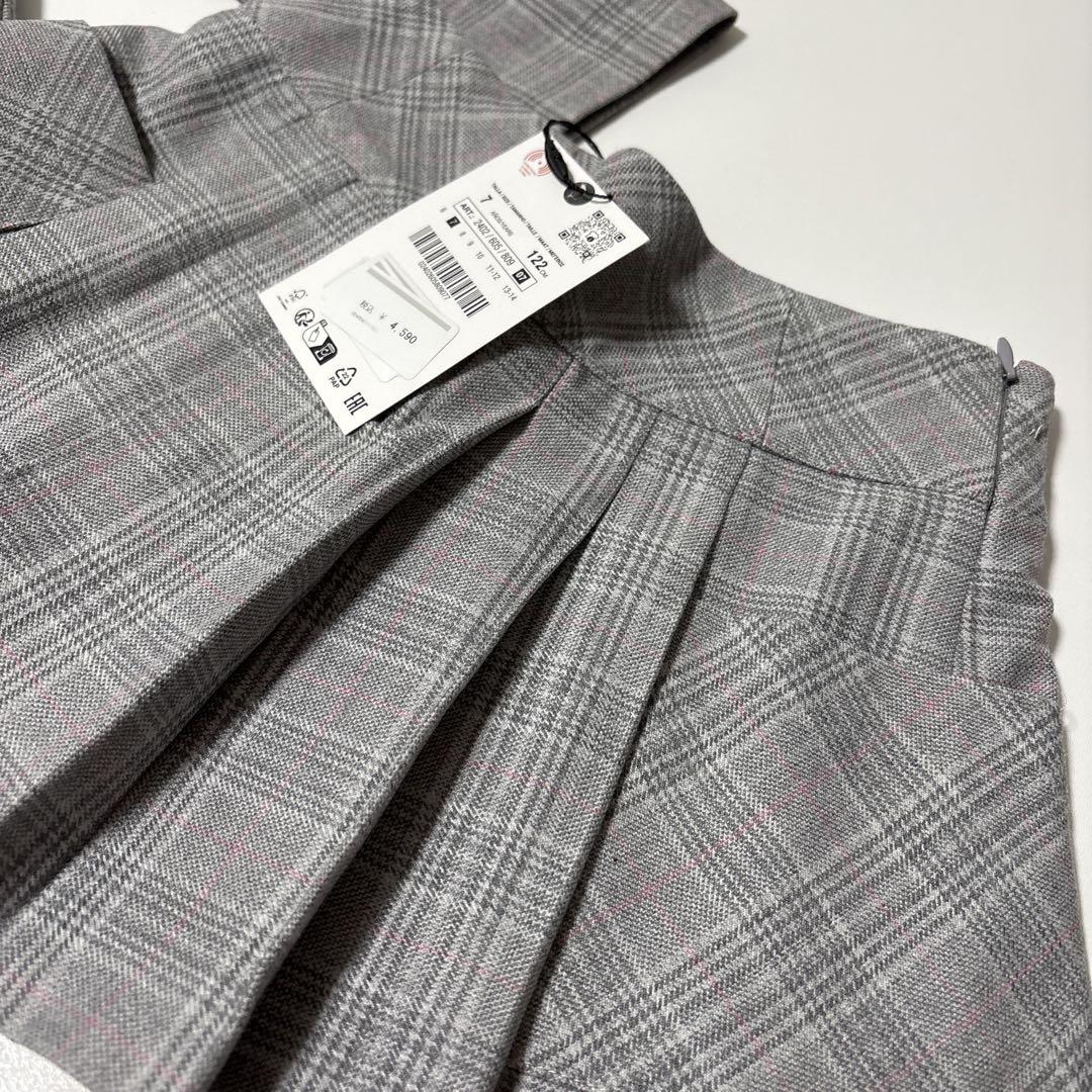 ②ZARA キッズ 新品 チェック柄オーバーサイズブレザー スカート120スーツ