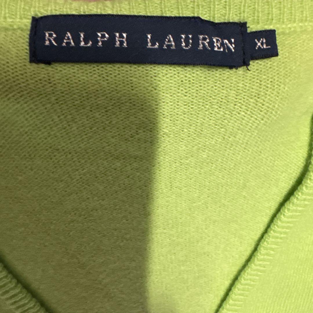 ラルフローレン Ralph Lauren マスクメロン色 Vネック セーター XL