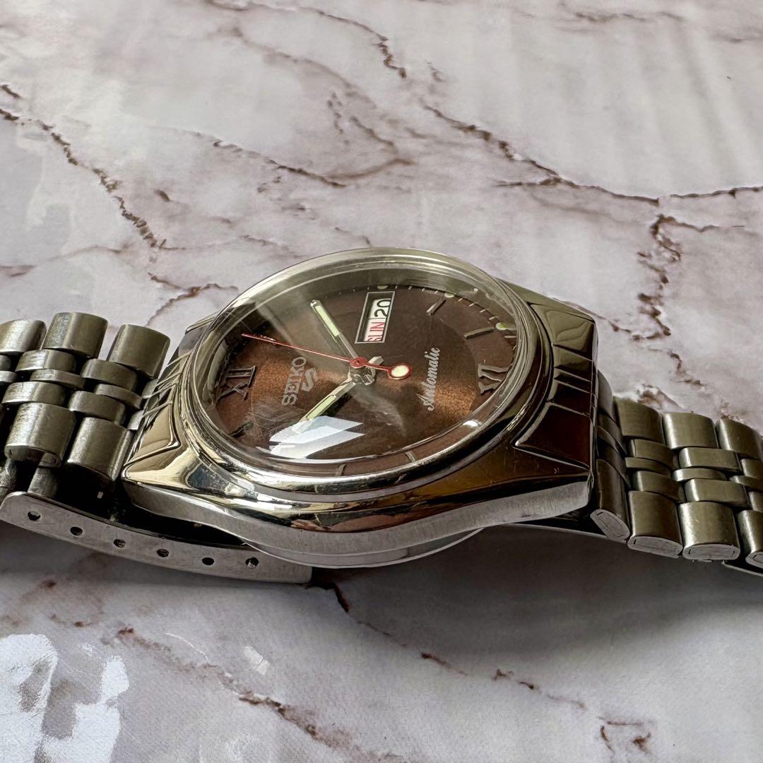 SEIKO 自動巻き 腕時計 ブラウン純正ベルト　アンティークウォッチ