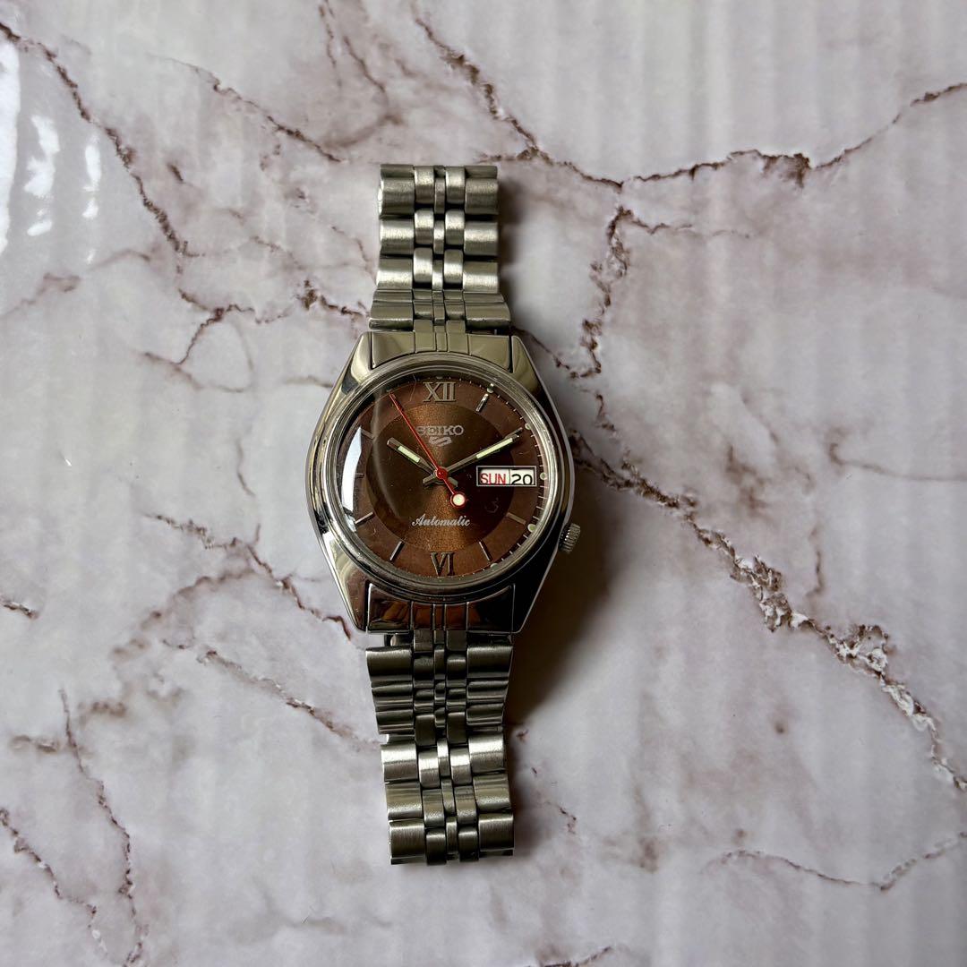 SEIKO 自動巻き 腕時計 ブラウン純正ベルト　アンティークウォッチ