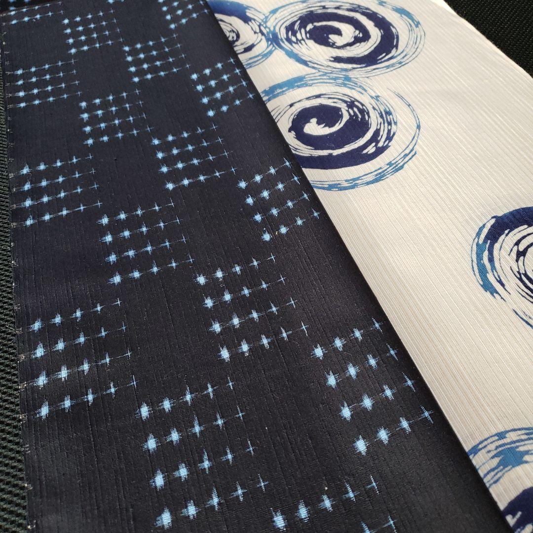 半幅帯 源氏物語綿麻 正絹蚊絣 リバーシブル 半幅帯 源氏物語綿麻 正絹蚊絣 リバーシブル