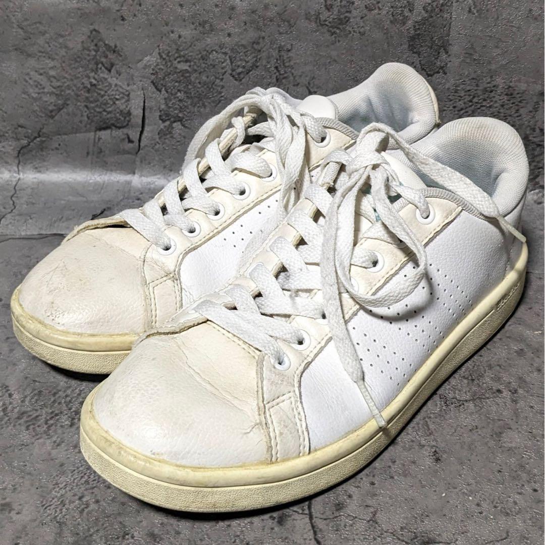 【adidas】 アディダス (23.5) ホワイト 水色 スニーカー