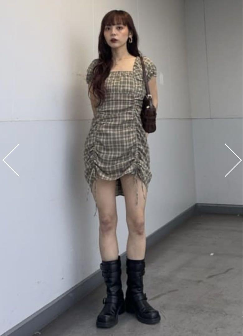 moussy GATHER RIBBON ミニドレス