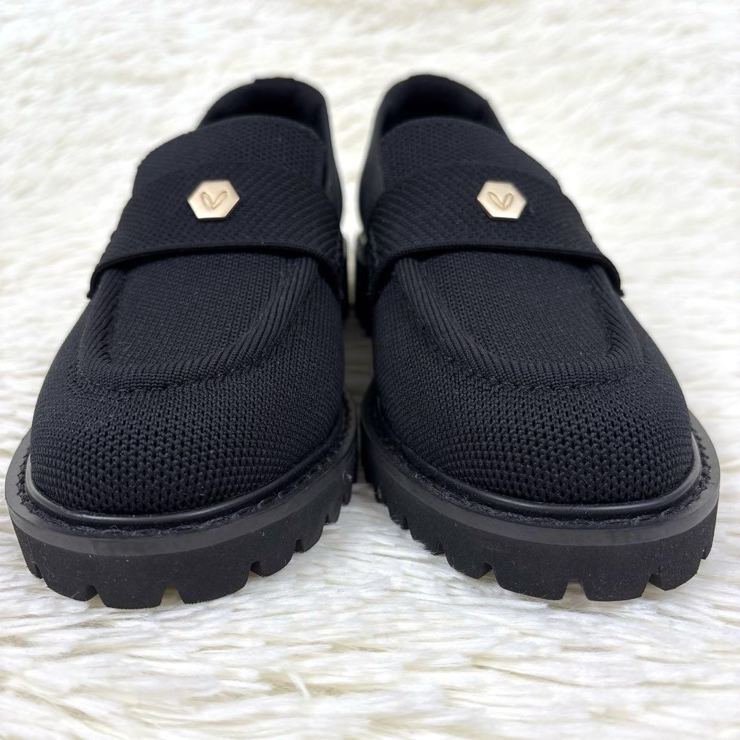 美品、VIVAIA、ビバイア、トラックソール、ローファー、黒