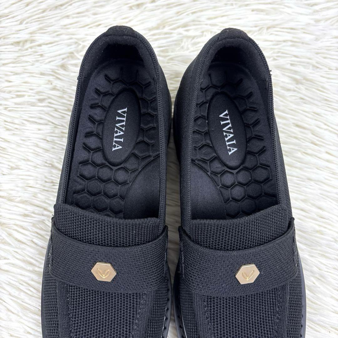 美品、VIVAIA、ビバイア、トラックソール、ローファー、黒