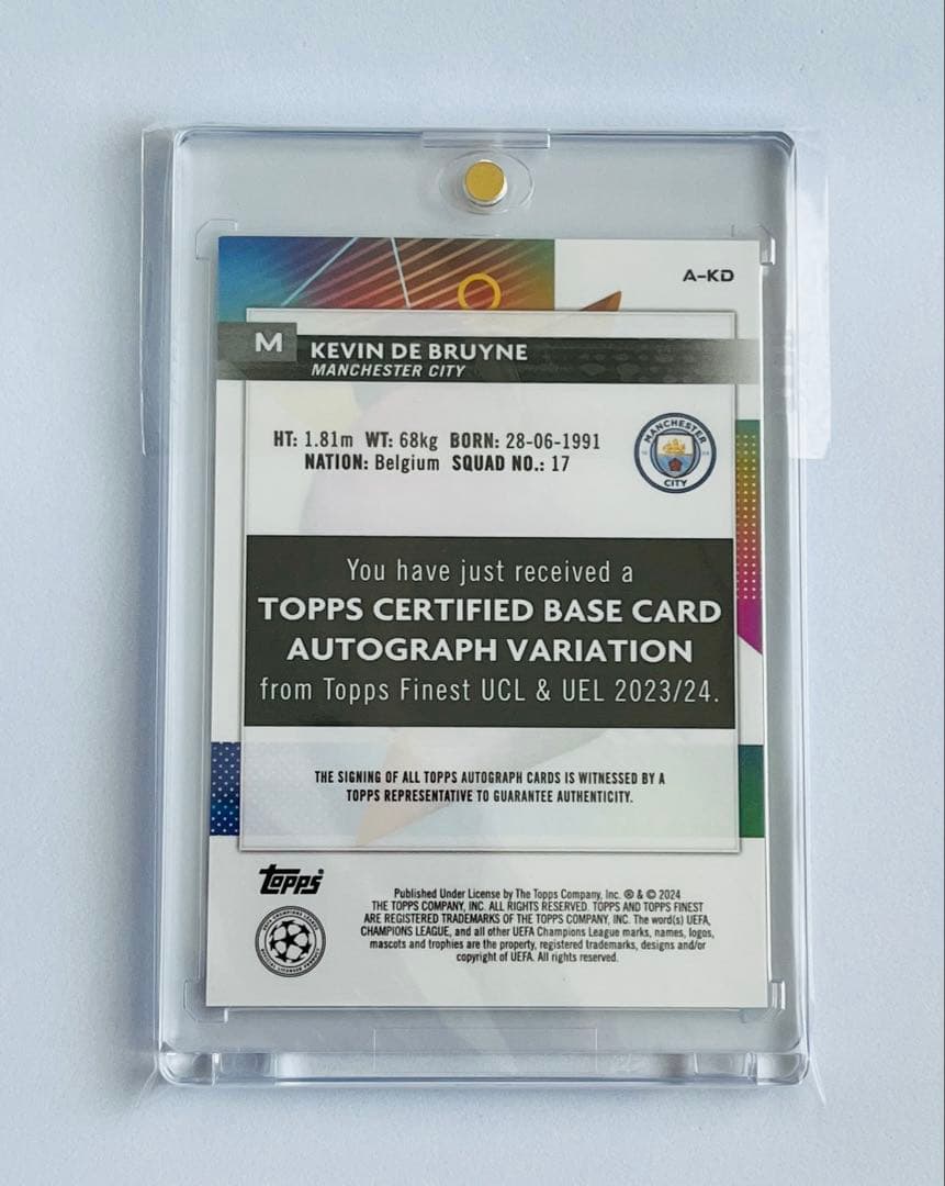 2025-24 Topps finest デブライネ 直筆サインカード UP786_INFO