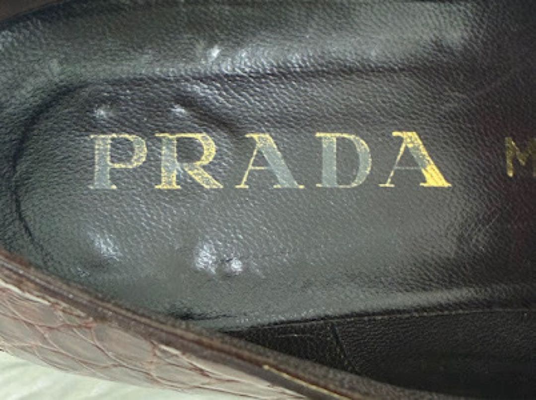 プラダ　ドレスシューズ　ビジネス　23cm相当 茶色　クロコ型押　靴　フォーマル