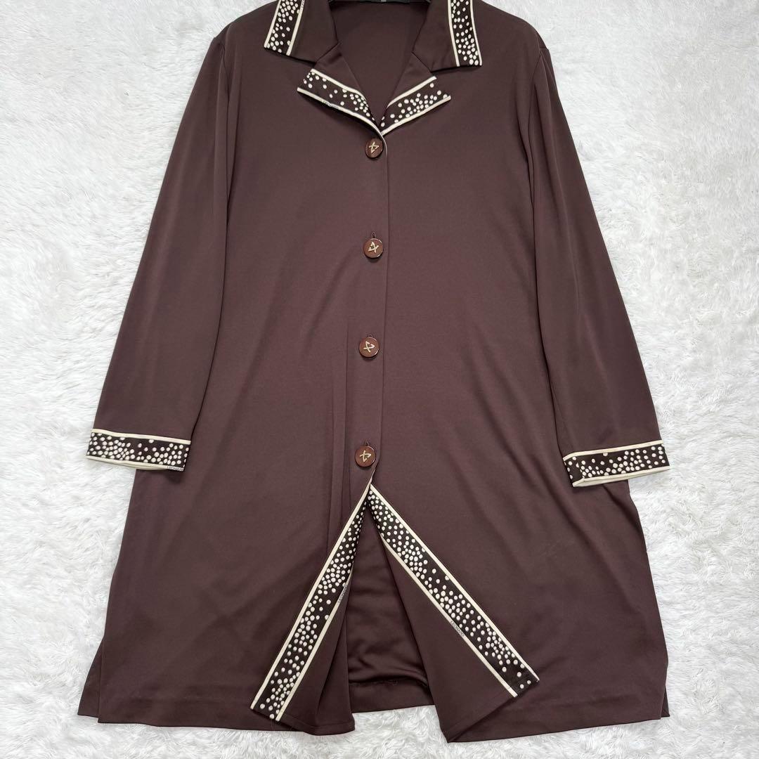 極美品✨レオナール　カンカン　総柄　羽織り　ロング　3B ジャケット　L 緑 極美品✨レオナール カンカン ジャケット 紫陽花 花柄 トリム
