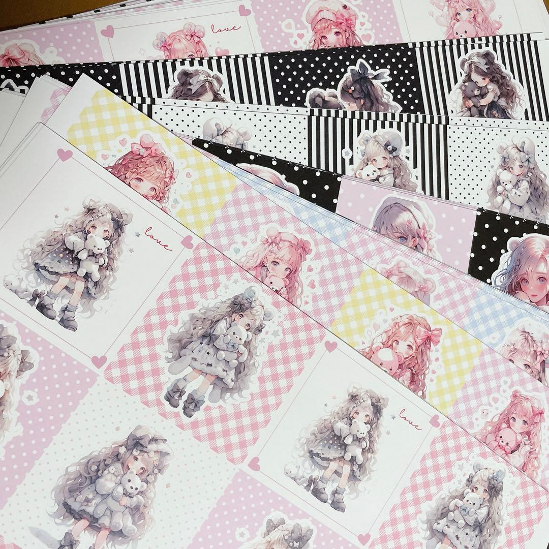 H♡S様 女の子素材シート デザインペーパー A4 50枚 - メルカリ