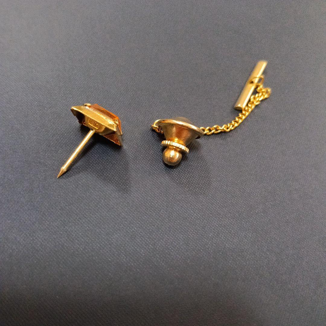 18K　タイピン　ネクタイピン　アクセサリー　18金　トパーズ　シトリン