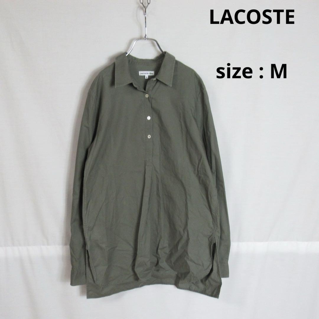 LACOSTE プルオーバー グランパ シャツ カーキ トップス 38 綿