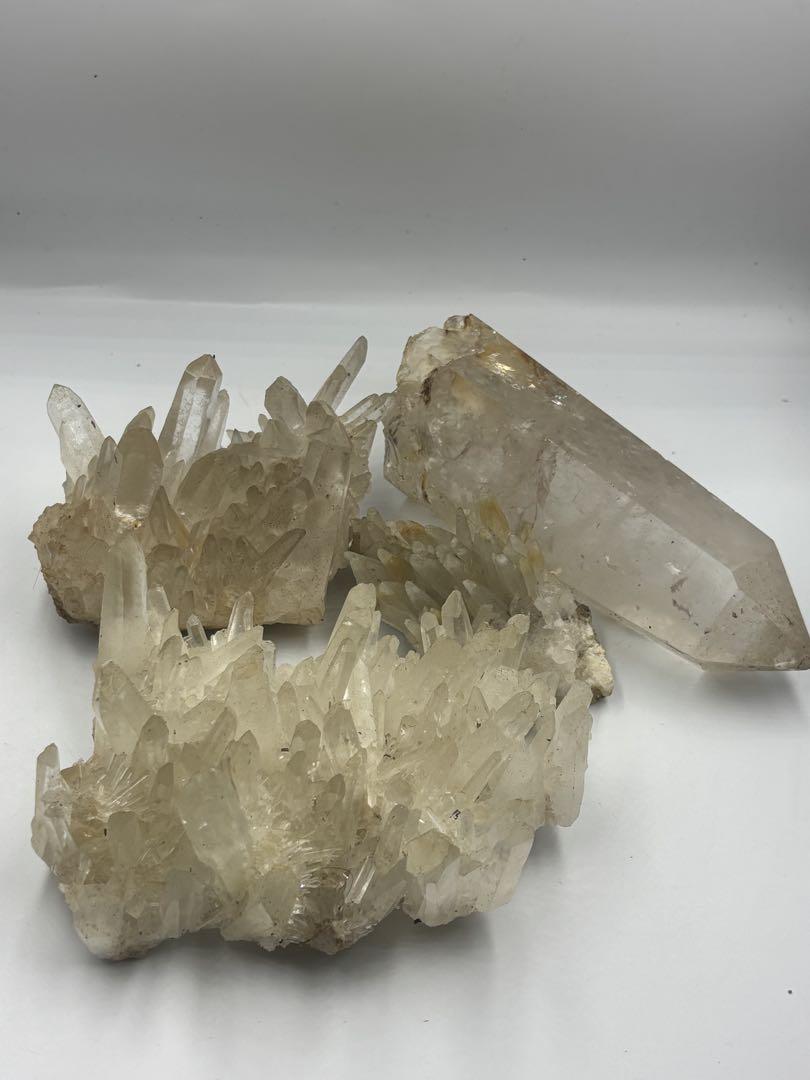 水晶 クラスター 天然石原石鑑賞石計2937g まとめて