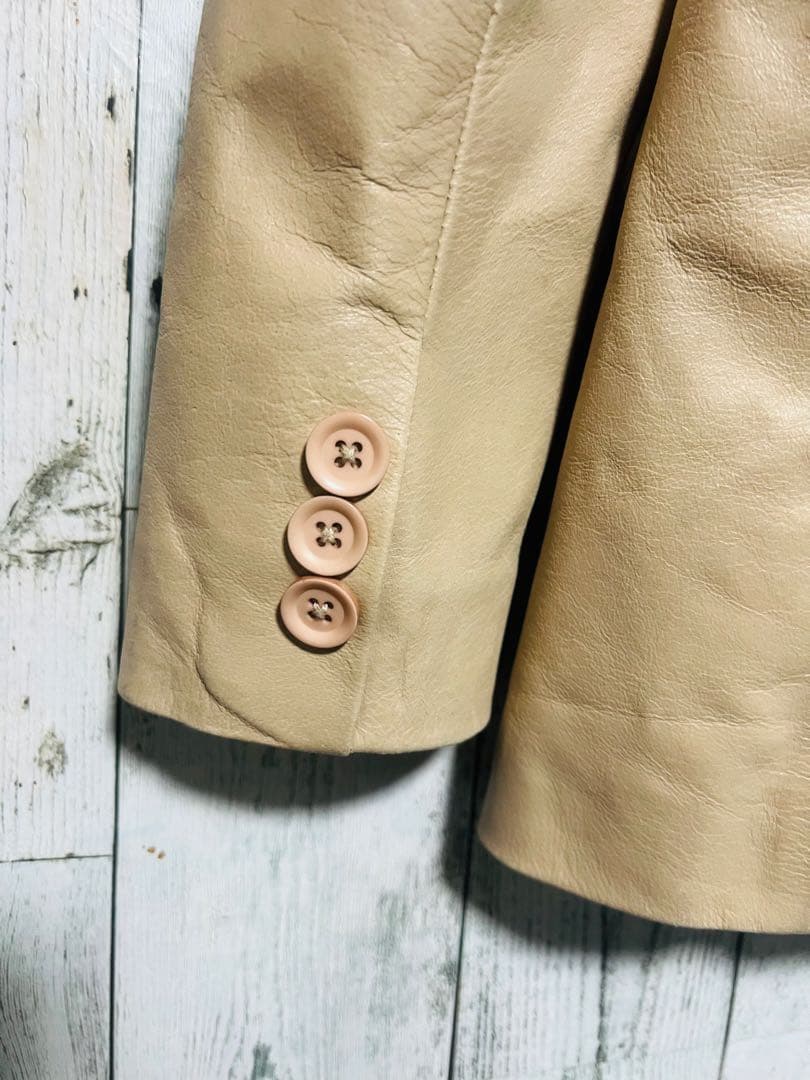 HORN WORKS レザーテーラードジャケット アイボリー ホーンワークス 美 HORN WORKS レザーテーラードジャケット アイボリー ホーンワークス 美