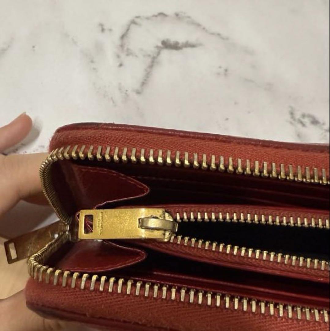 【中古品】YSL 長財布 ラウンドジップ 赤