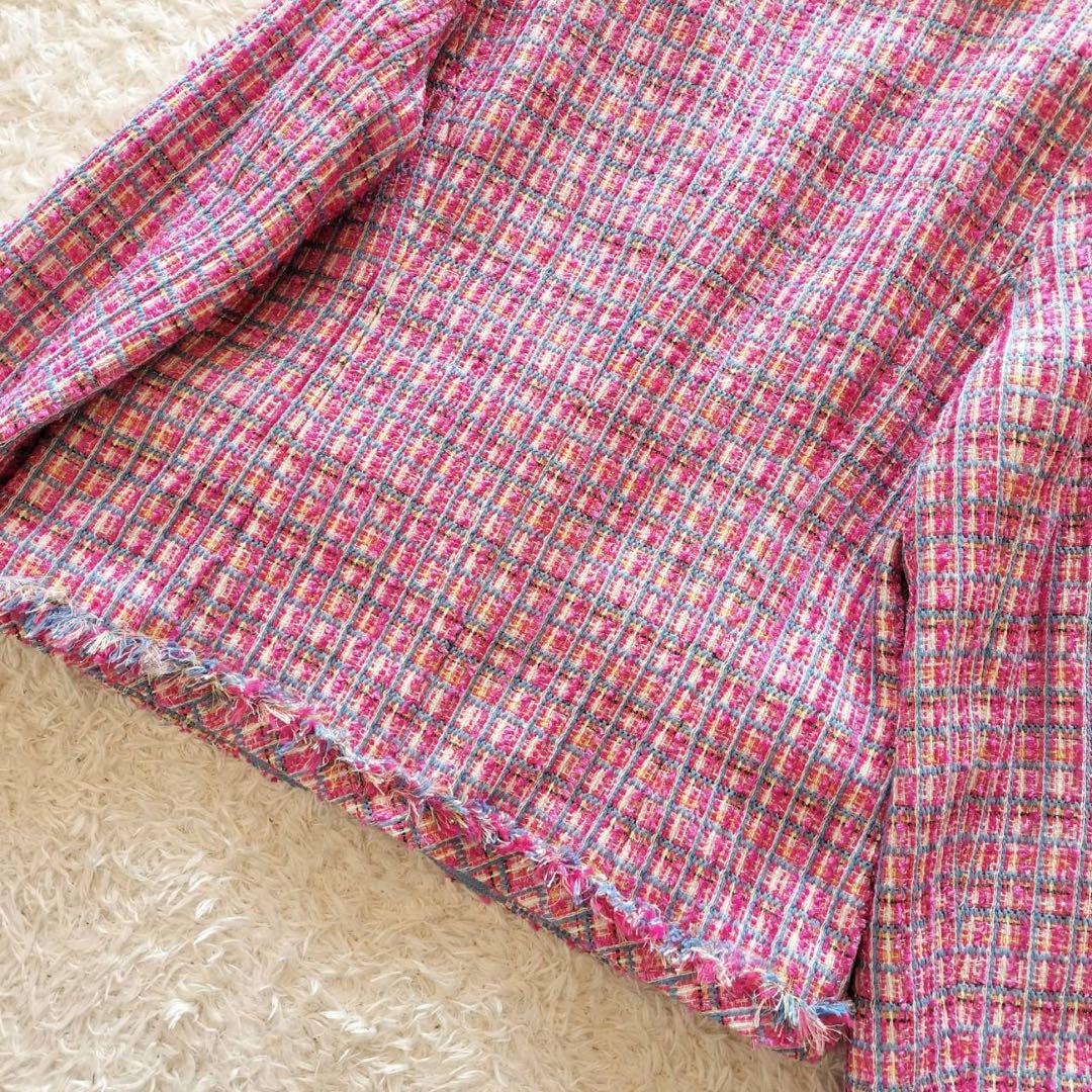 ◎極美品 ダーマコレクション ジャケット ツイード マルチカラー フリンジ