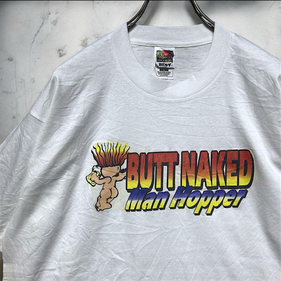 AOJF エロ Tシャツ 古着 90s 白 BUTT NAKES お尻 ビール