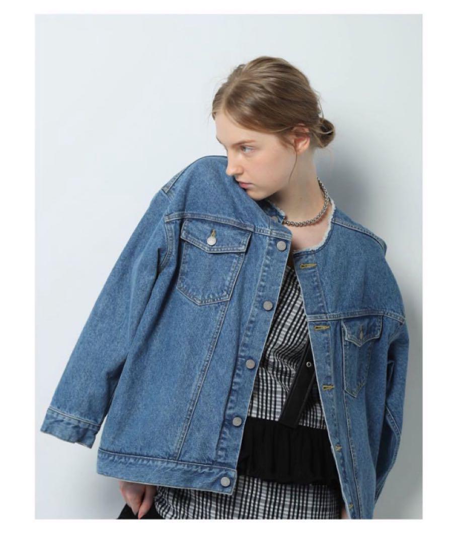 美品Baybee no collar denim JK（インディゴ）