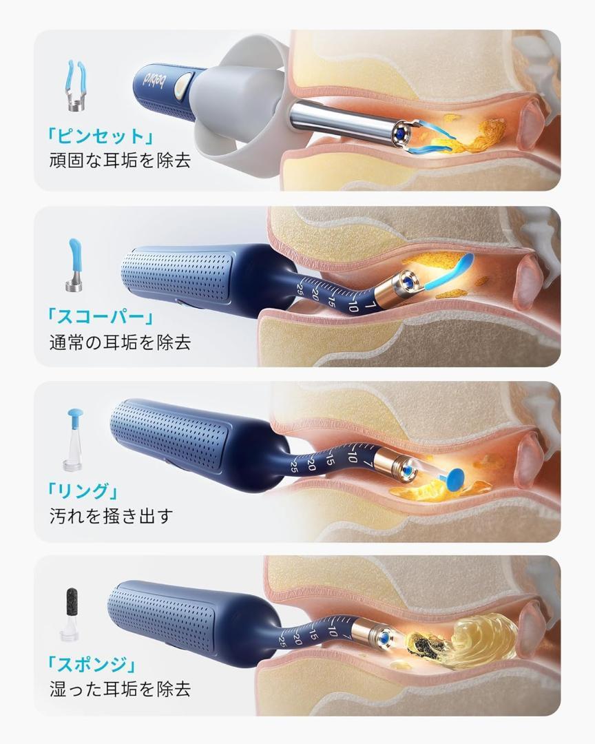 【新品 未使用】耳掻き カメラ付き イヤースコープ ピンセット機能付き