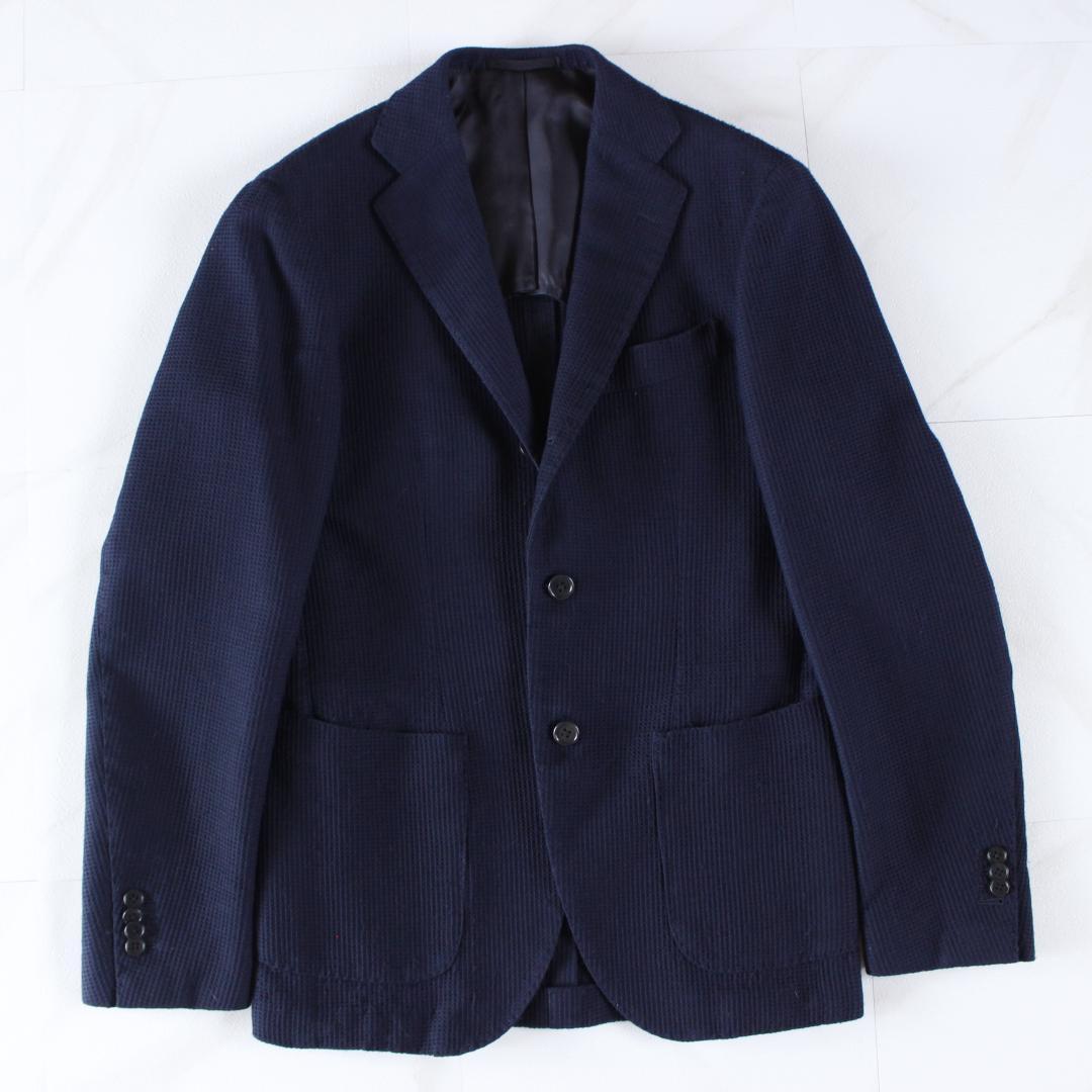 Beams F ニットテーラードジャケット 44 ウール ネイビー