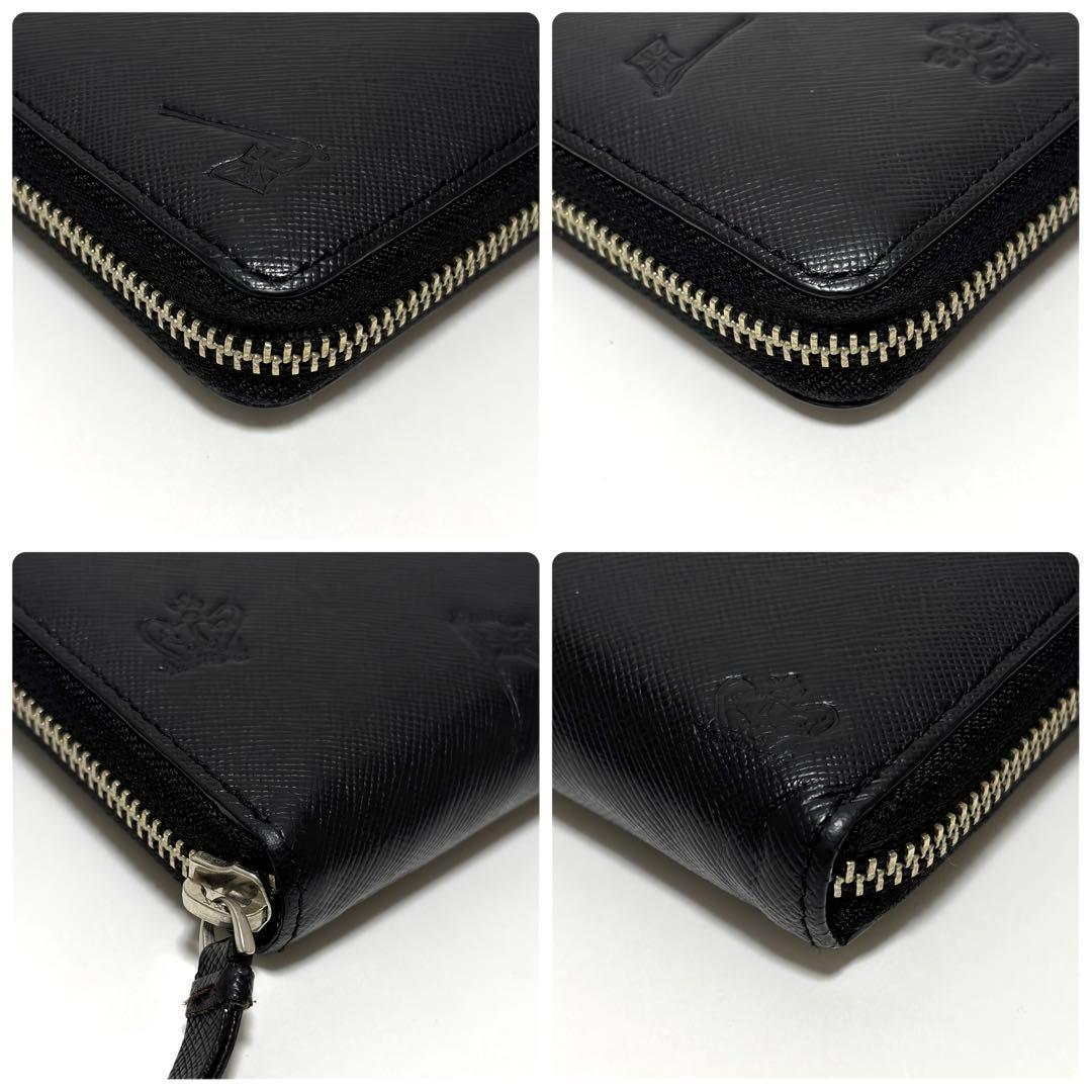 081✨美品✨ポールスミス 長財布 ポールドローイング ラウンドファスナー 黒