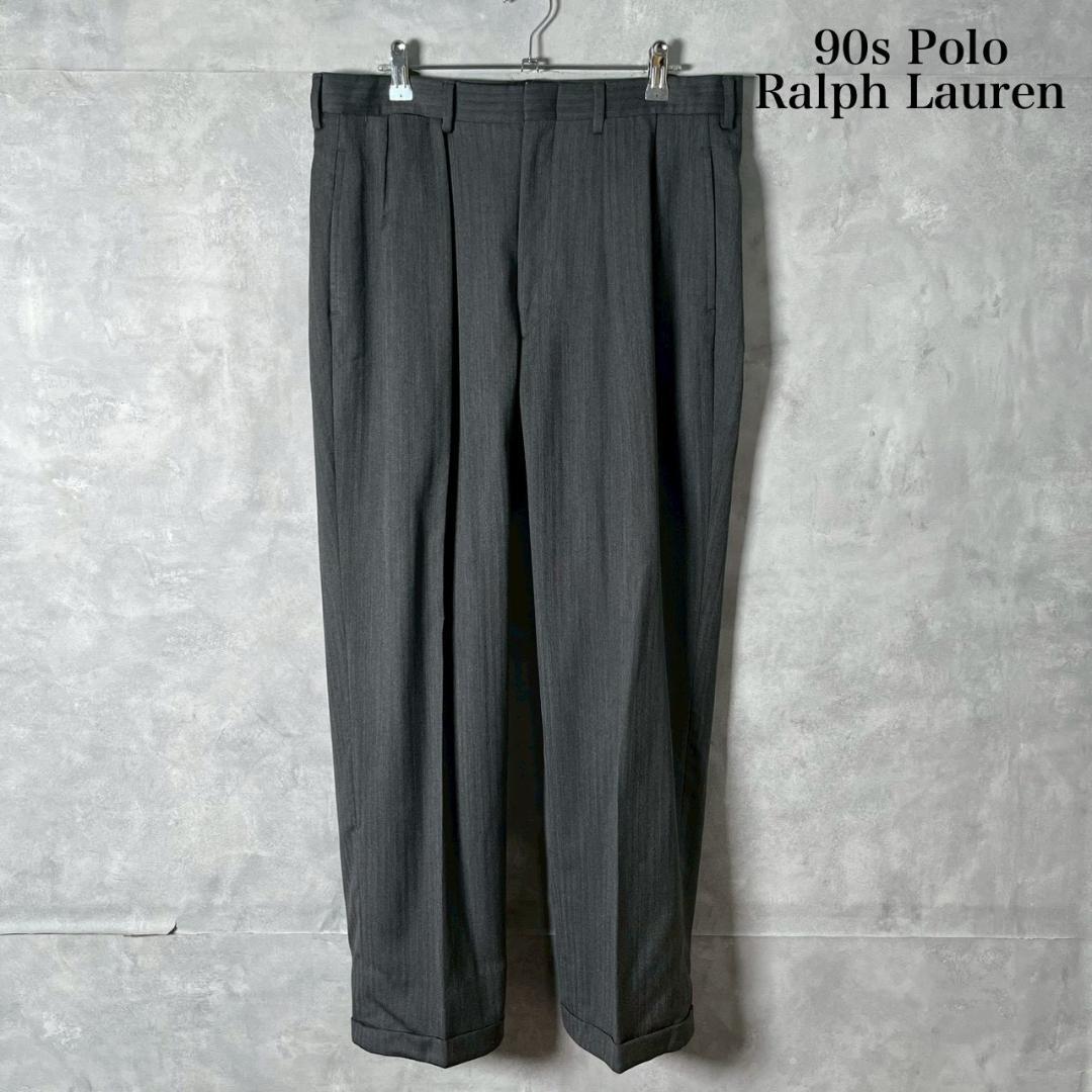 90s Ralph Lauren ウール 2タック スラックスパンツ N1834M Ralph Lauren