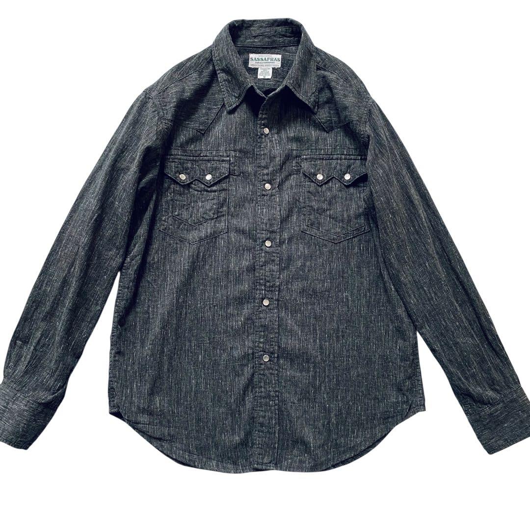 ササフラス SASSAFRAS【美品】ウエスタン デニムシャツ シェルボタン M