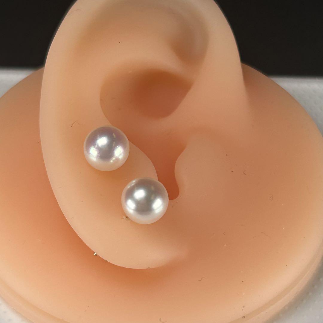【あこや真珠　ピアス】146 K18YG 7mm 照りよし