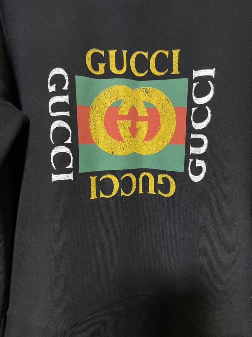 美品 GUCCI グッチ　ヴィンテージロゴ　スエット　トレーナー　ブラック
