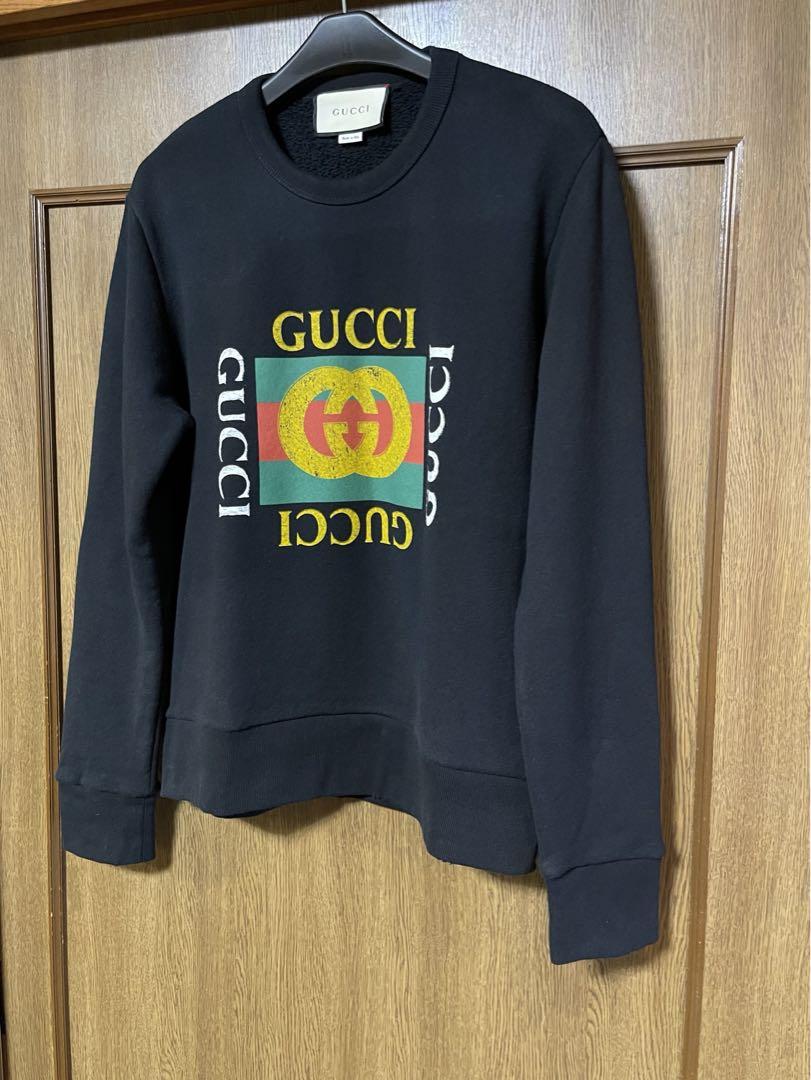 美品 GUCCI グッチ　ヴィンテージロゴ　スエット　トレーナー　ブラック