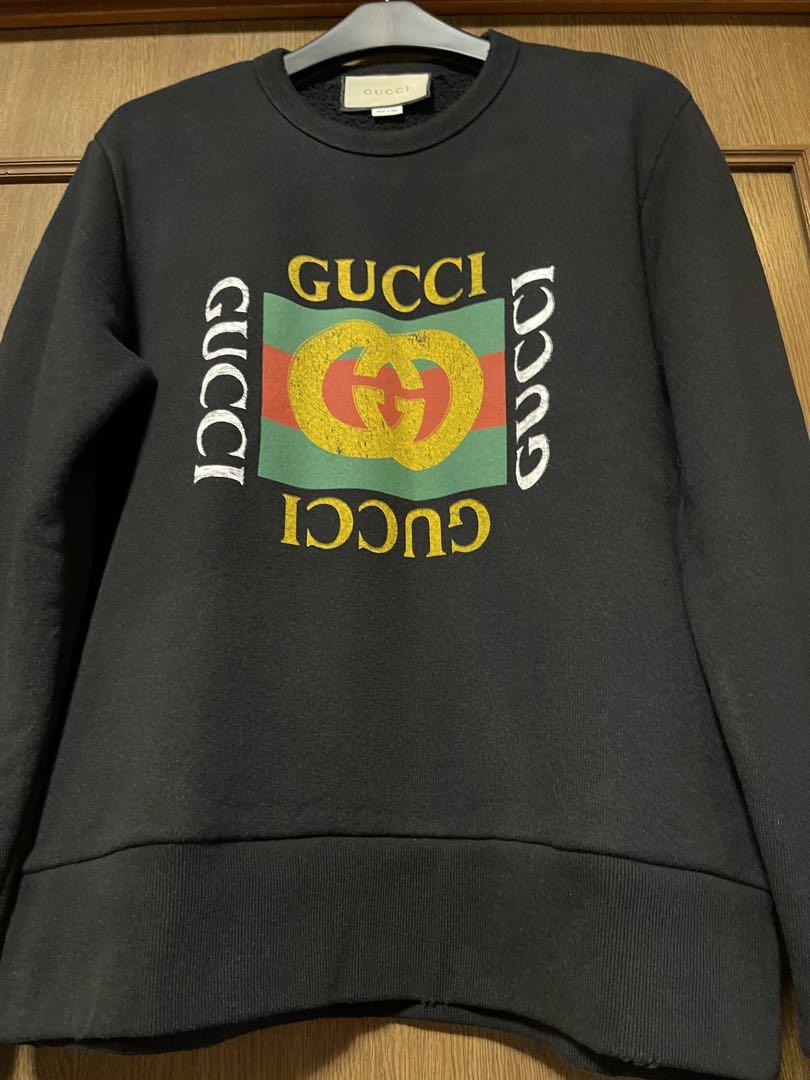 美品 GUCCI グッチ　ヴィンテージロゴ　スエット　トレーナー　ブラック