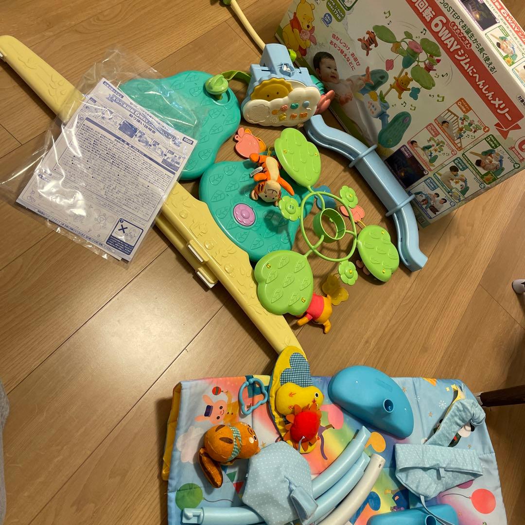 くまのぷーさん6WAYベビージムにへんしんメリーとこどもちゃれんじメリー2セット