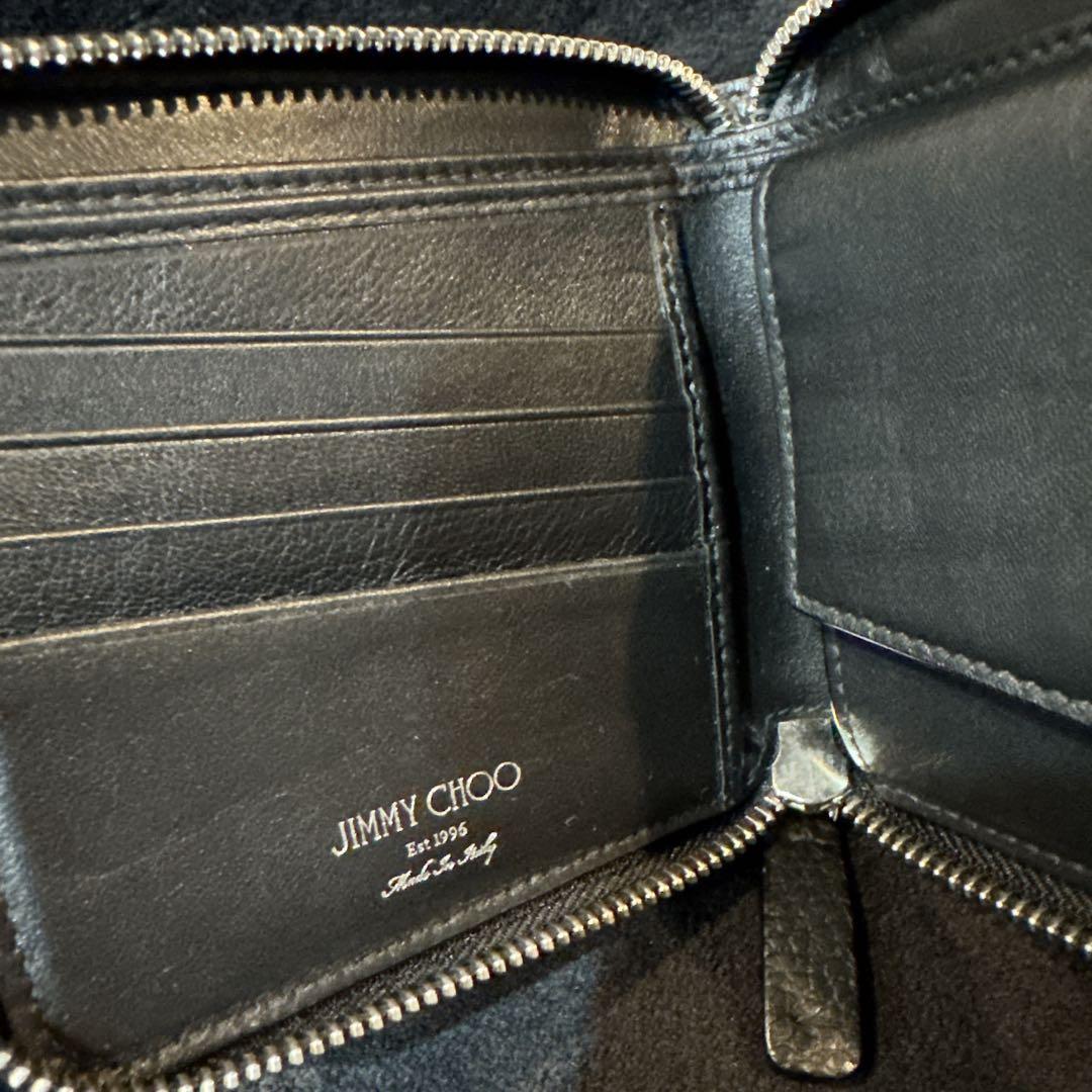 JIMMY CHOO ブラックレザー 二つ折り財布