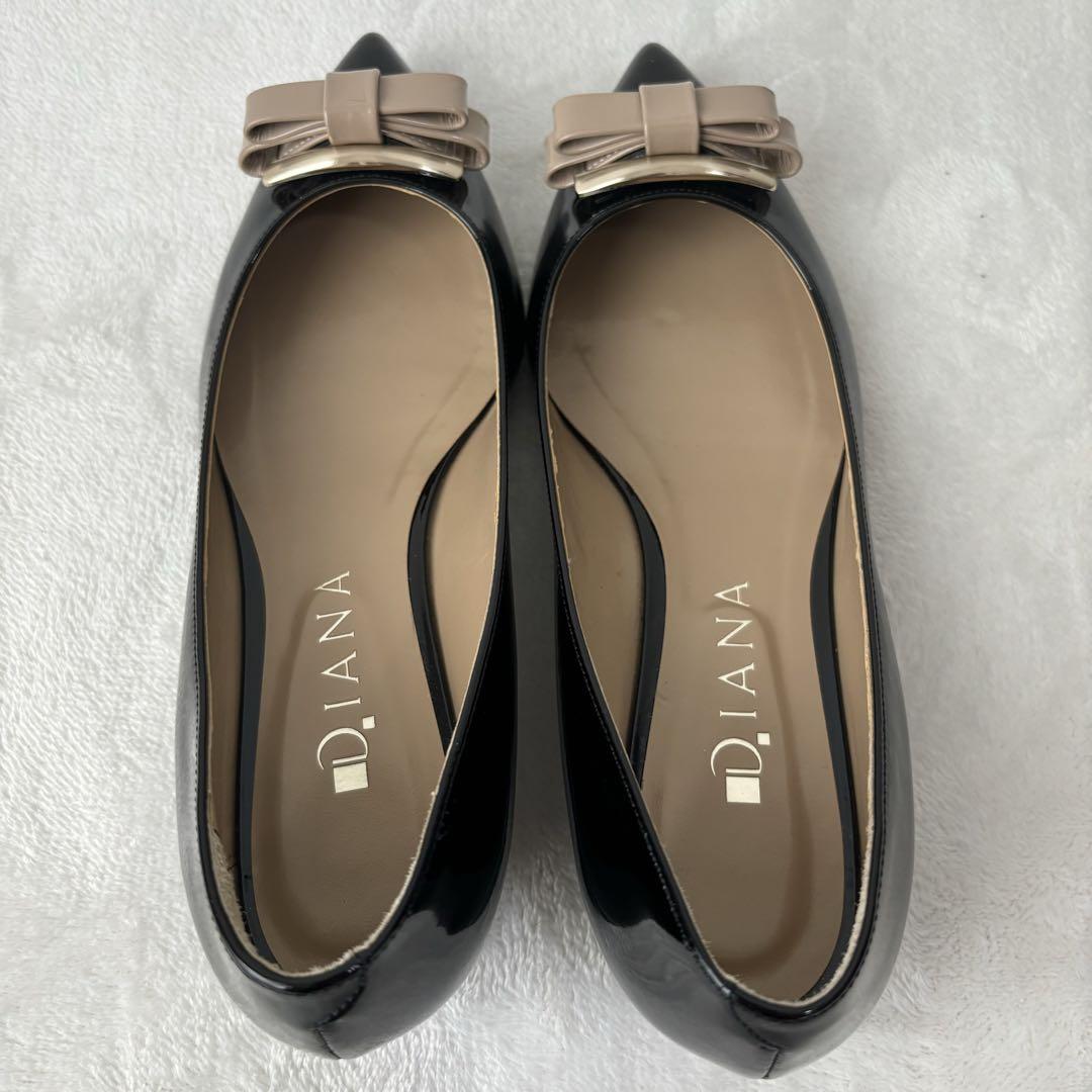 ✨極美品✨DIANA ダイアナ パンプス フラット　エナメル　リボン　23.5㎝
