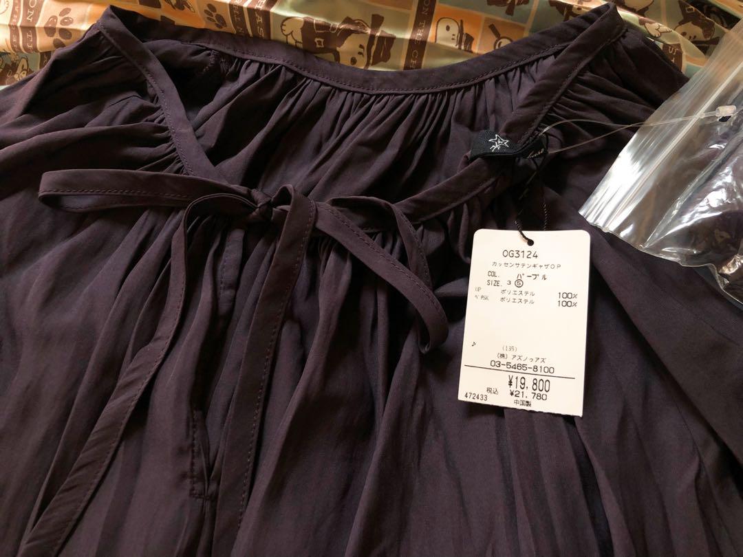 新品タグ付☆アズノウアズオオラカギャザーワンピース紫大きい