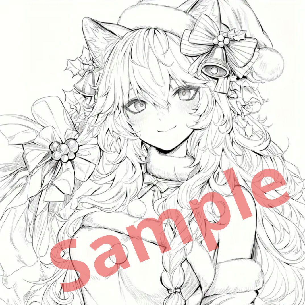 ✩完売御礼✩大人の塗り絵クリスマスキャットガール 海外人物塗り絵絵本女の子