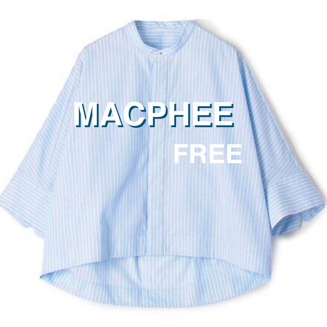未使用級✨MACPHEE コットンブロード バンドカラークロップドシャツ 36